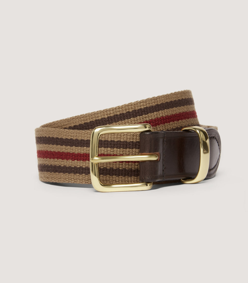 Men's Canvas Webbing Belt in Khaki