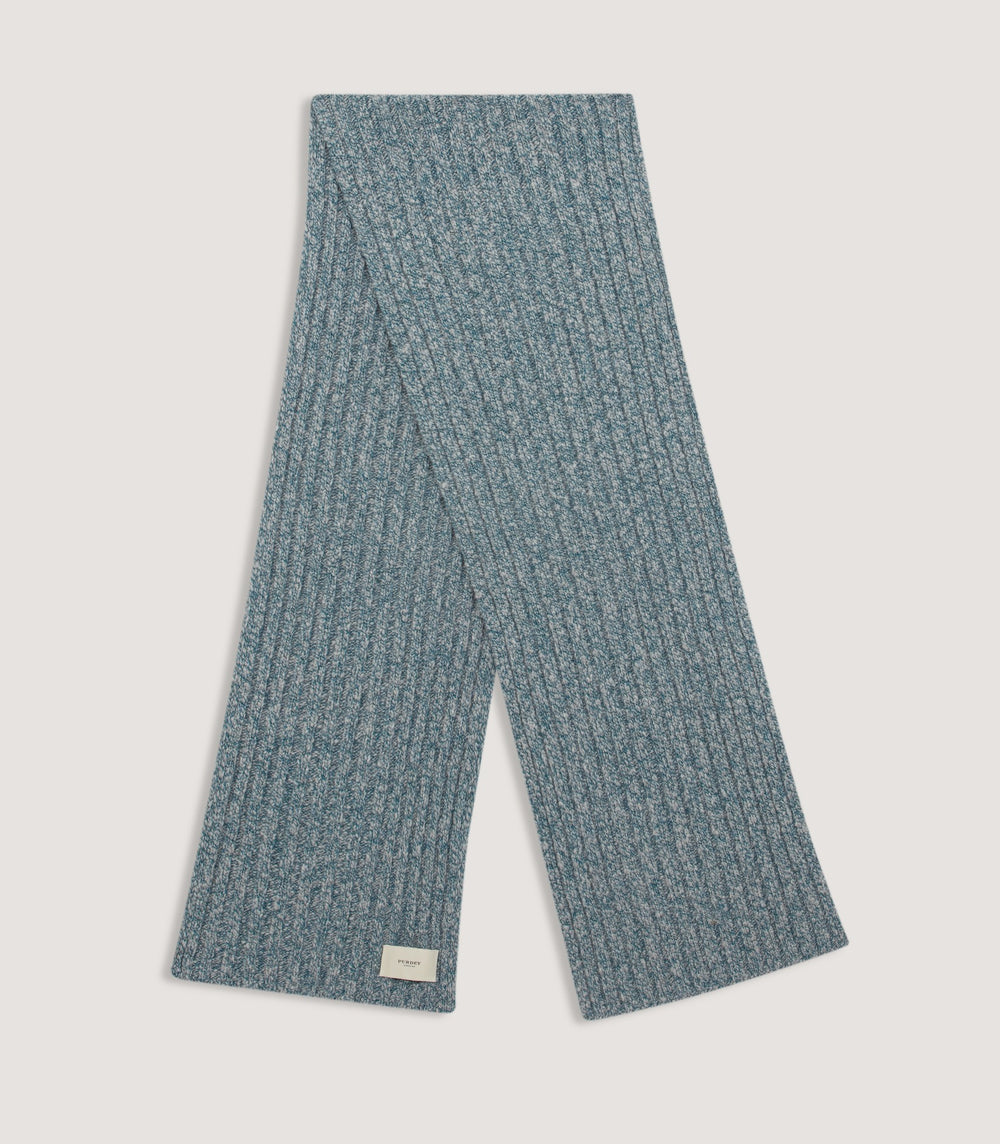 Melange Ribbed Scarf in Ocean