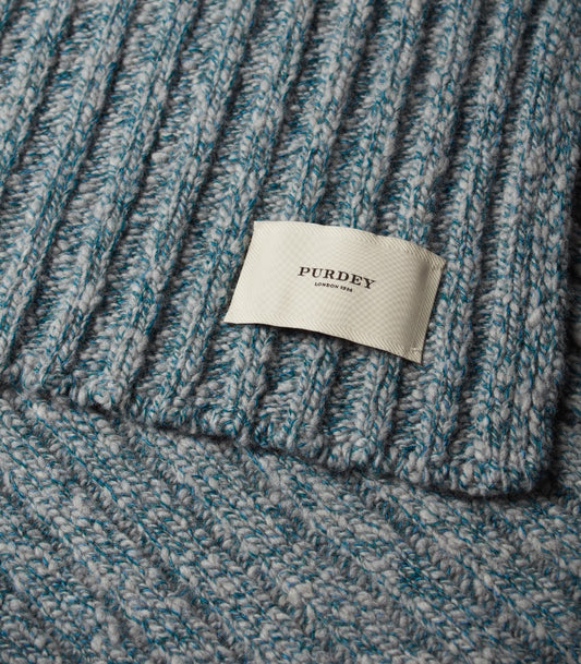 Melange Ribbed Scarf in Ocean