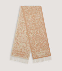 Rose and Scroll Woven Scarf in Camel