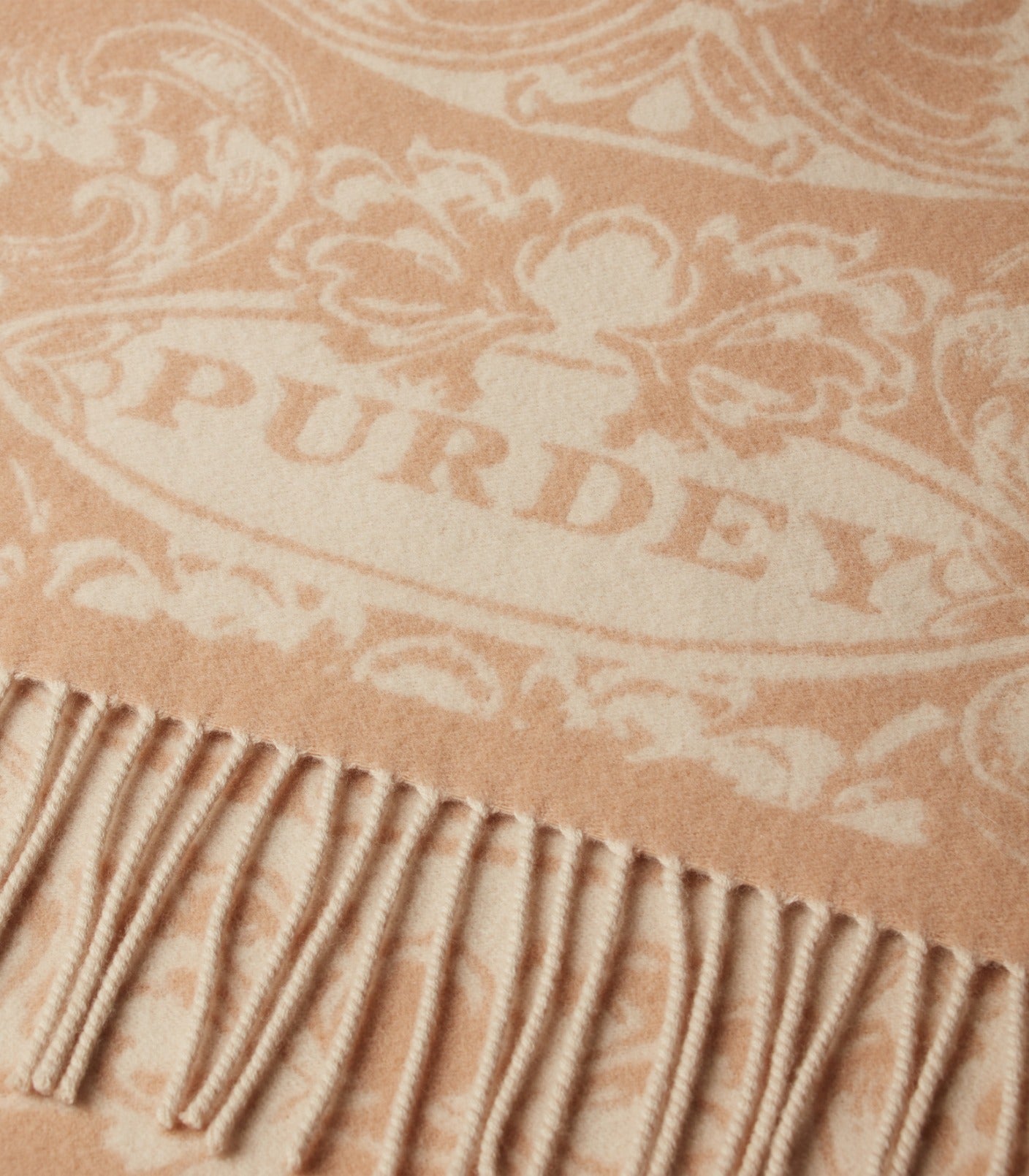 Rose and Scroll Woven Scarf in Camel