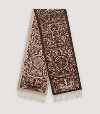 Rose and Scroll Woven Scarf in Chocolate