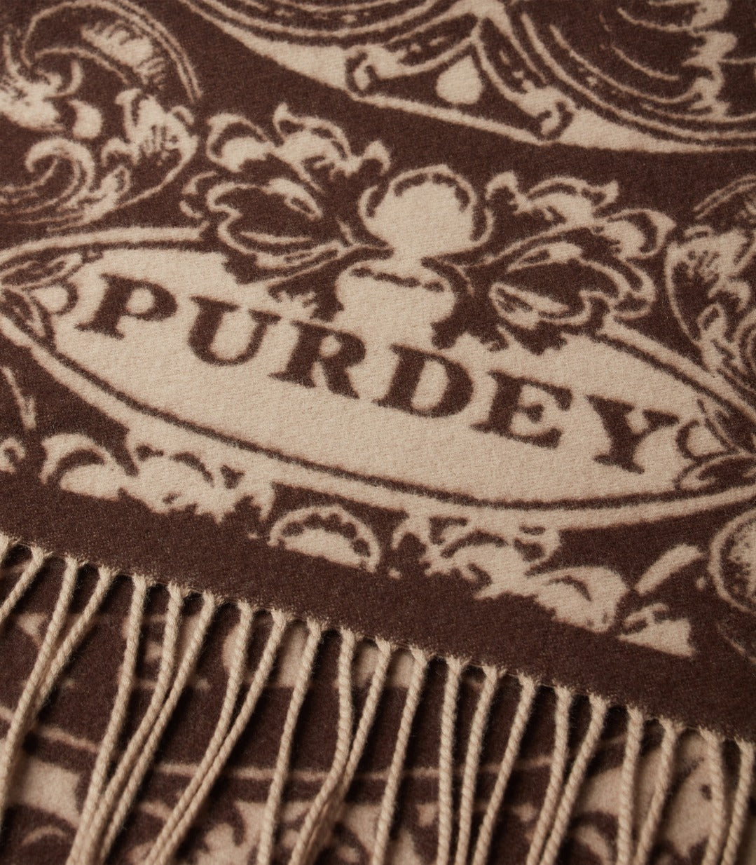 Rose and Scroll Woven Scarf in Chocolate