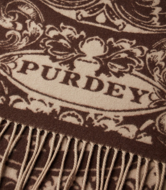 Rose and Scroll Woven Scarf in Chocolate