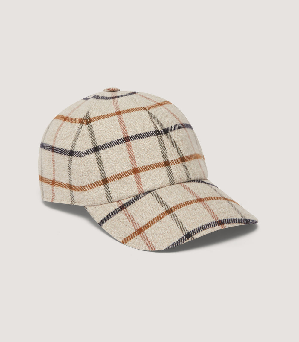 Cotton Baseball Cap in Winter Check