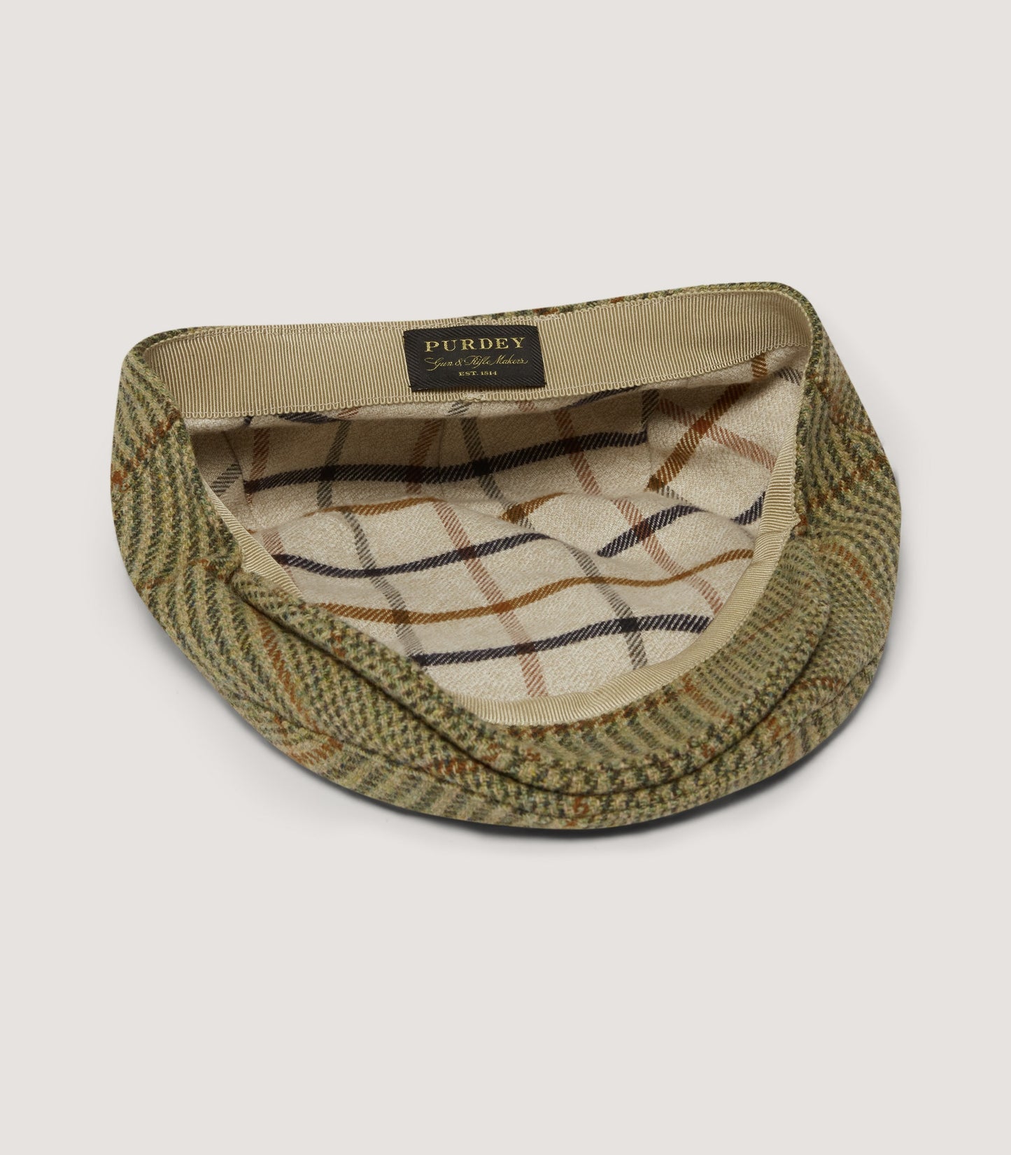 Litton Short Peaked Tweed Cap in Russel Check
