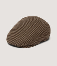 Litton Short Peaked Cashmere Tweed Cap in Torridon Check