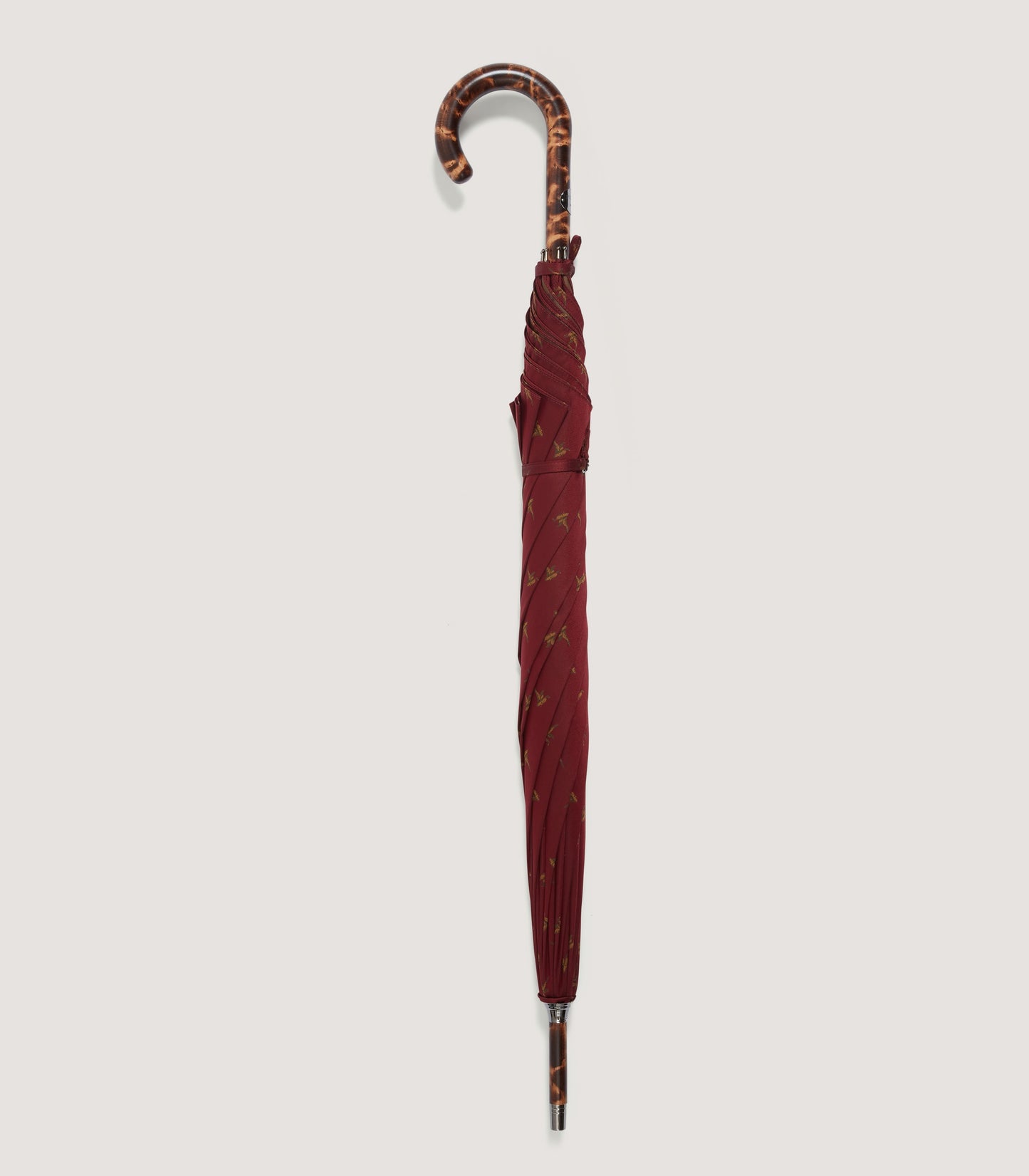 Birds Tiger Maple Stick Umbrella in Audley Red