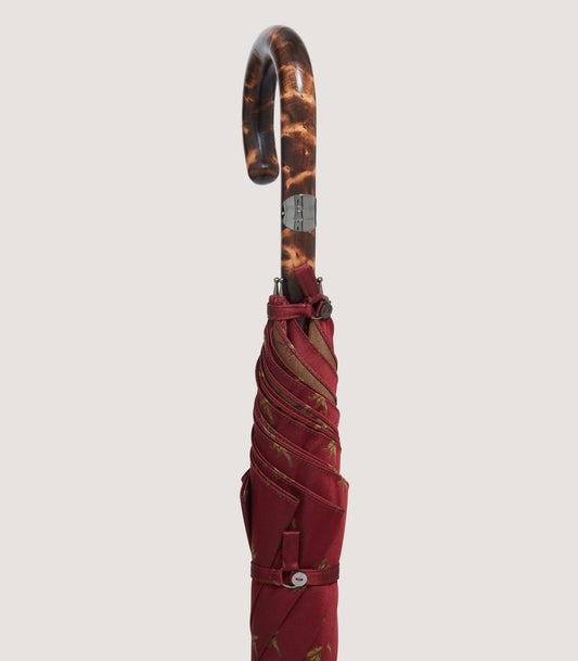 Birds Tiger Maple Stick Umbrella in Audley Red