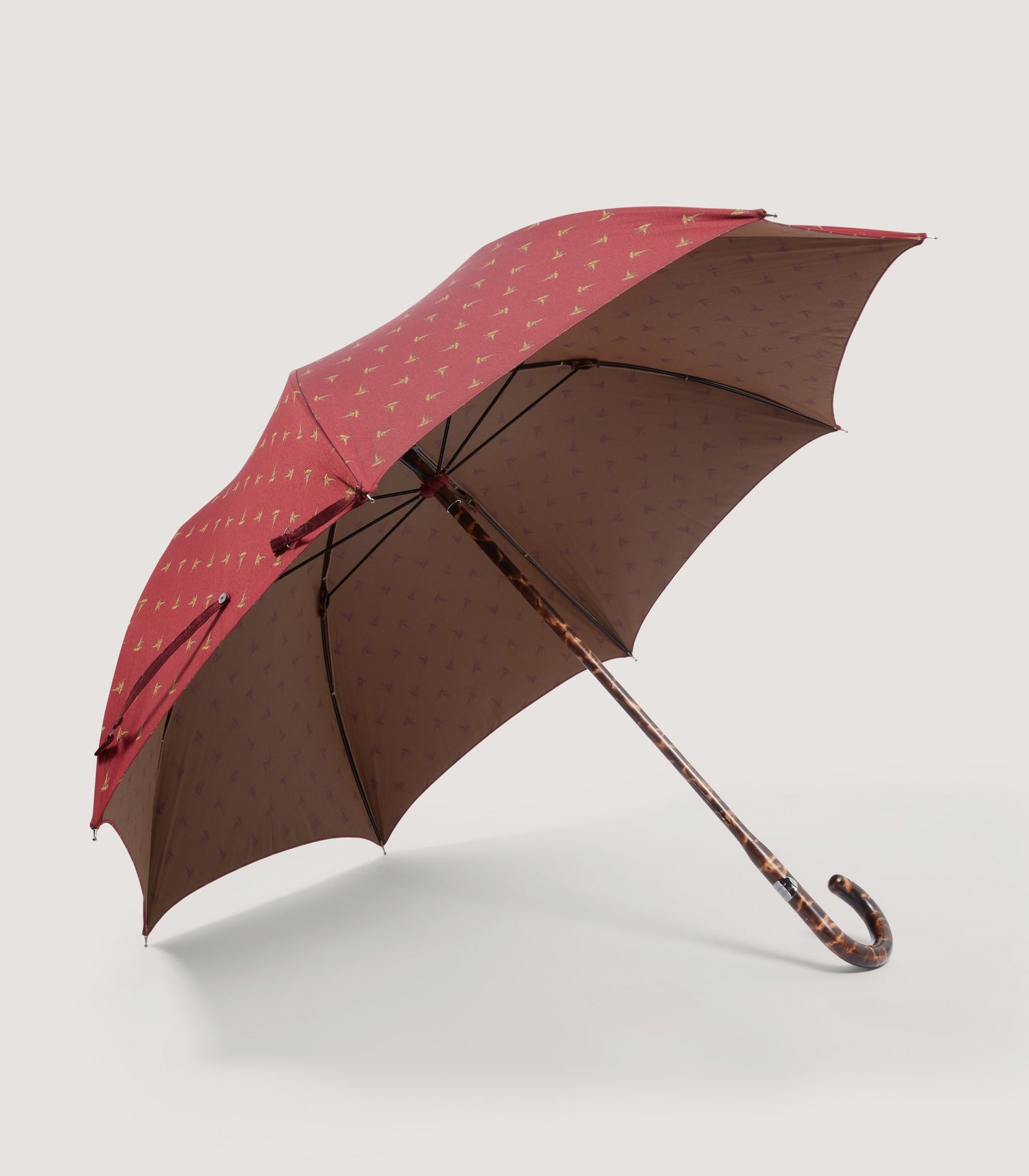 Birds Tiger Maple Stick Umbrella in Audley Red