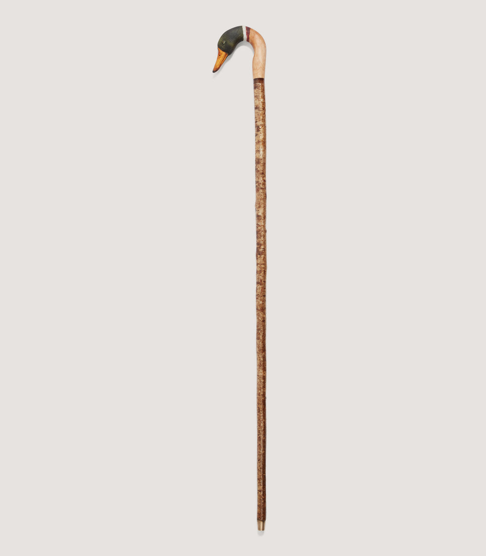 Hand Carved Mallard Head Alder Walking Stick