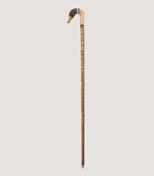 Hand Carved Mallard Head Alder Walking Stick