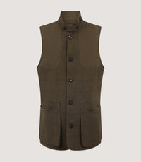 Men's High Collar Tweed Shooting Vest in Frederick Box Check