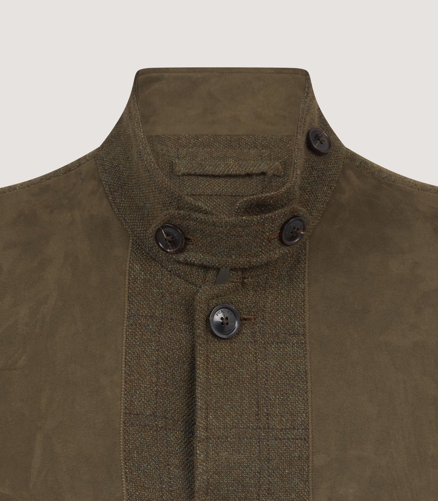 Men's High Collar Tweed Shooting Vest in Frederick Box Check