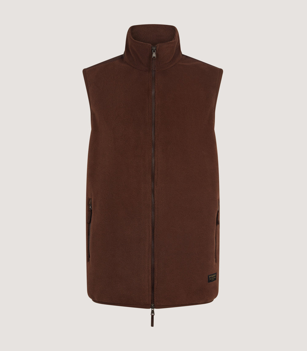 Men's Fleece Gilet in Walnut