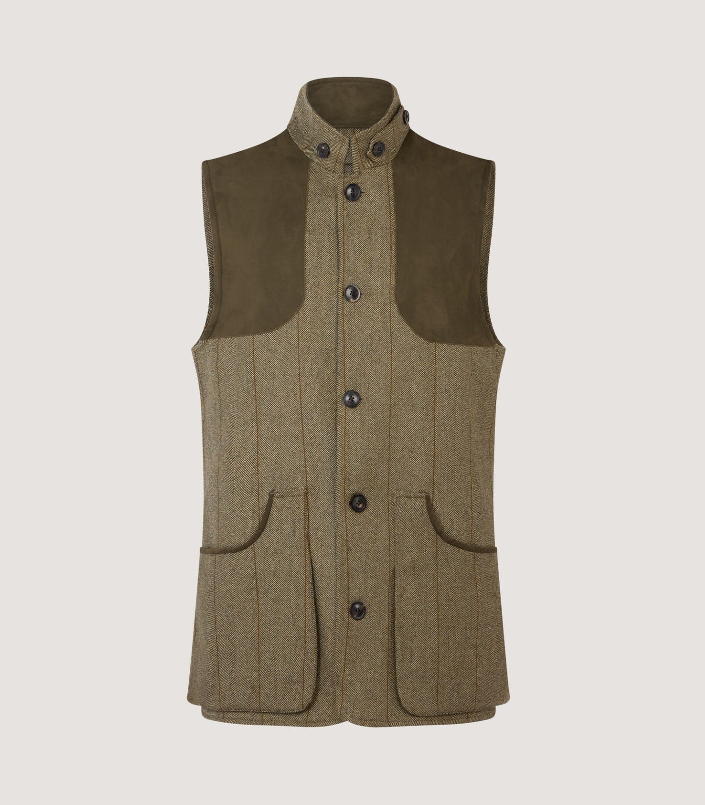 Men's Tweed High Collar Shooting Vest in Cairn Tweed