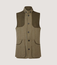 Men's Tweed High Collar Shooting Vest in Cairn Tweed