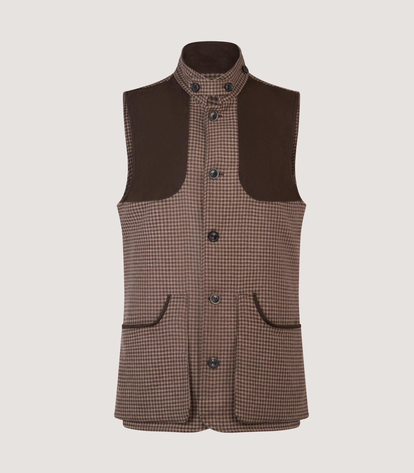 Men's Cashmere Tweed High Collar Shooting Vest in Torridon Check
