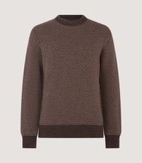 Men's Hamilton Bicolour Round Neck Sweater in Walnut