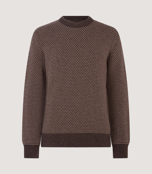 Men's Hamilton Bicolour Round Neck Sweater in Walnut