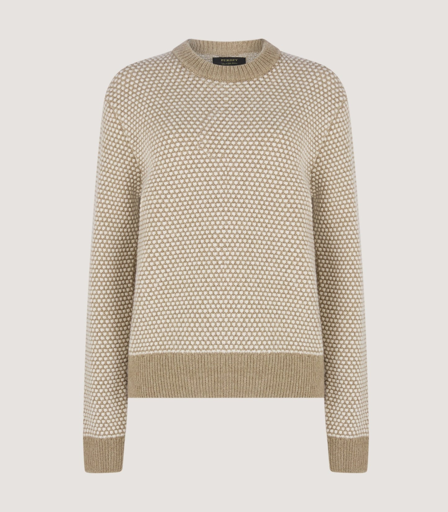 Women's Everly Bicolour Round Neck Sweater in Camel