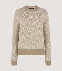 Women's Everly Bicolour Round Neck Sweater in Camel