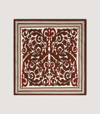 Rose and Scroll Pocket Square in Audley Red