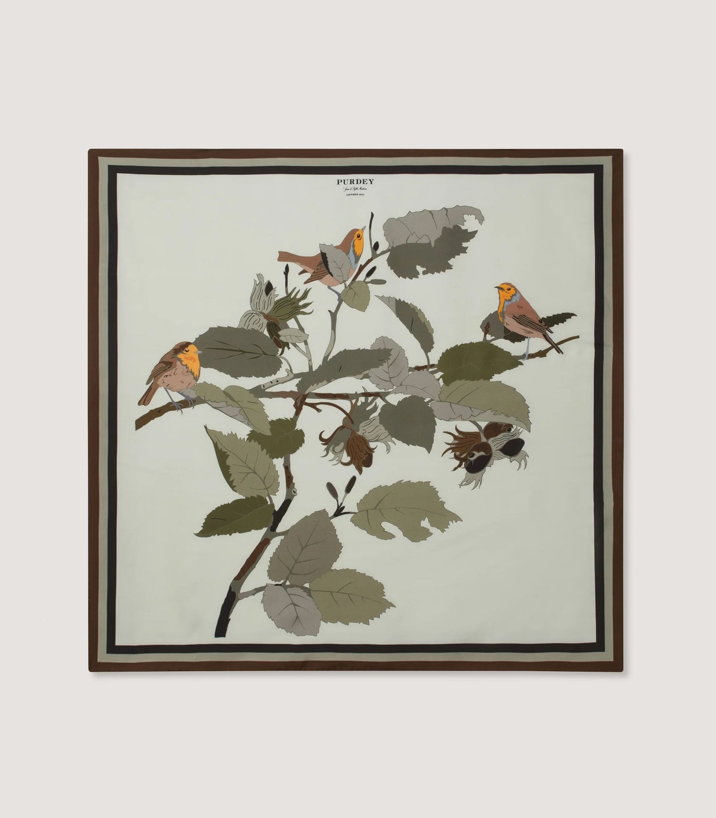 Birds in Nature Silk Scarf in Moss