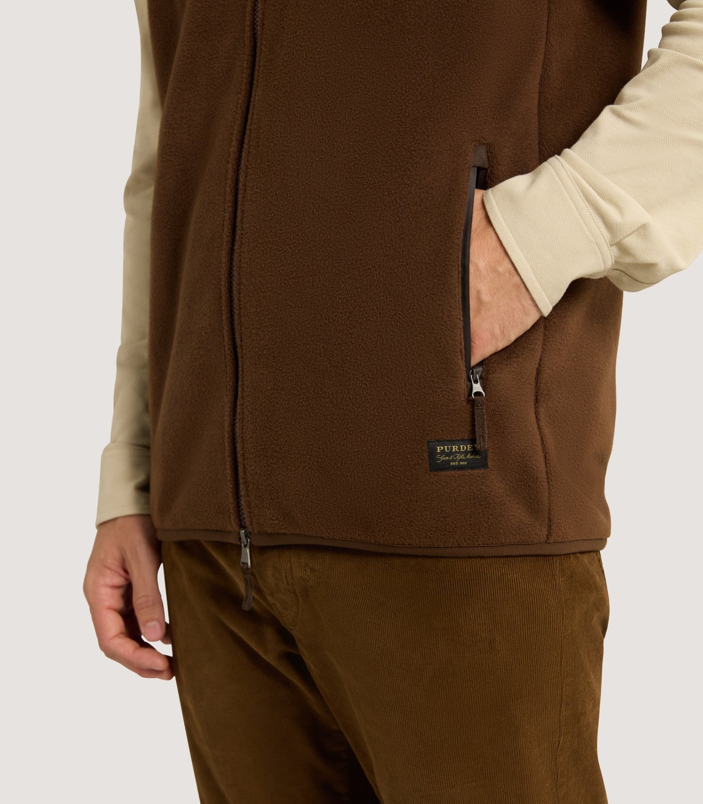 Men's Fleece Gilet in Walnut