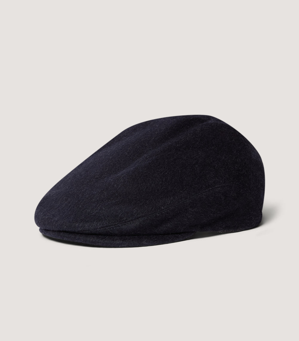 Litton Short Peaked Loden Cap In Navy