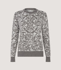 Women's Rose and Scroll Sweater in Hazelnut