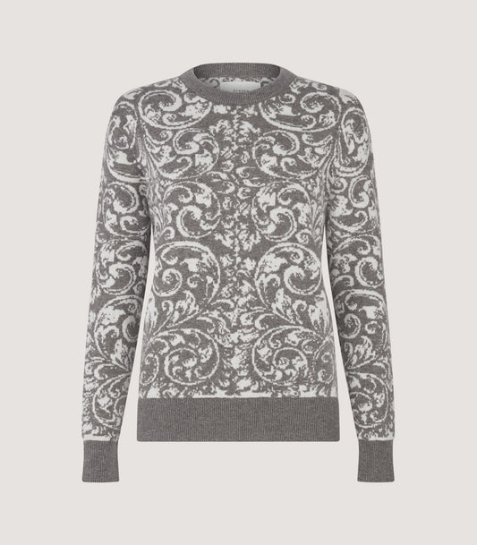 Women's Rose and Scroll Sweater in Hazelnut