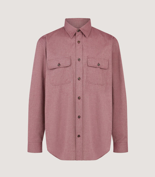 Men's Cotton Double Pocket Shirt in Audley Red