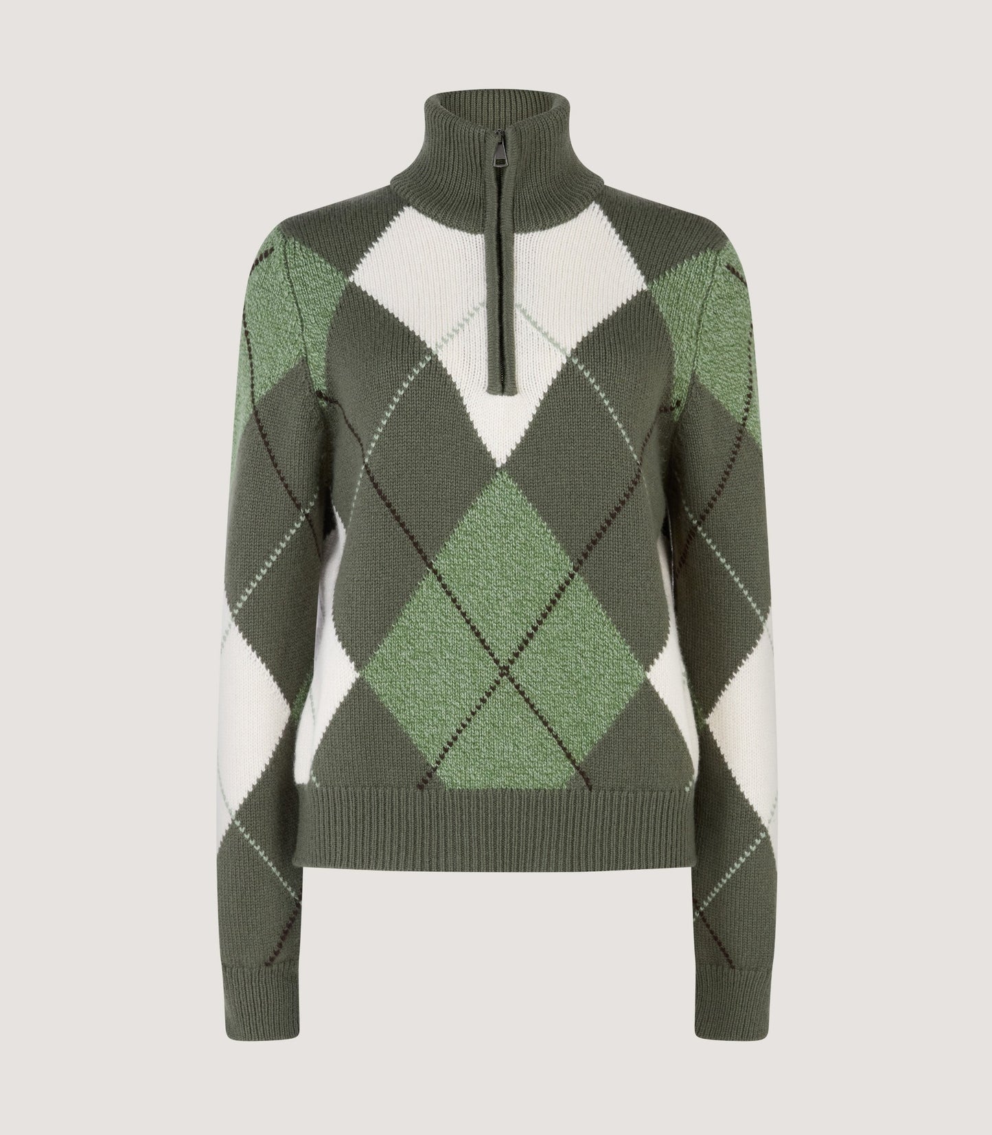Women's Albury Argyle Quarter Zip Sweater in Moss