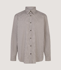 Men's Cotton Check Shirt in Taupe