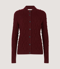 Women's Cashmere Aran Cardigan in Audley Red