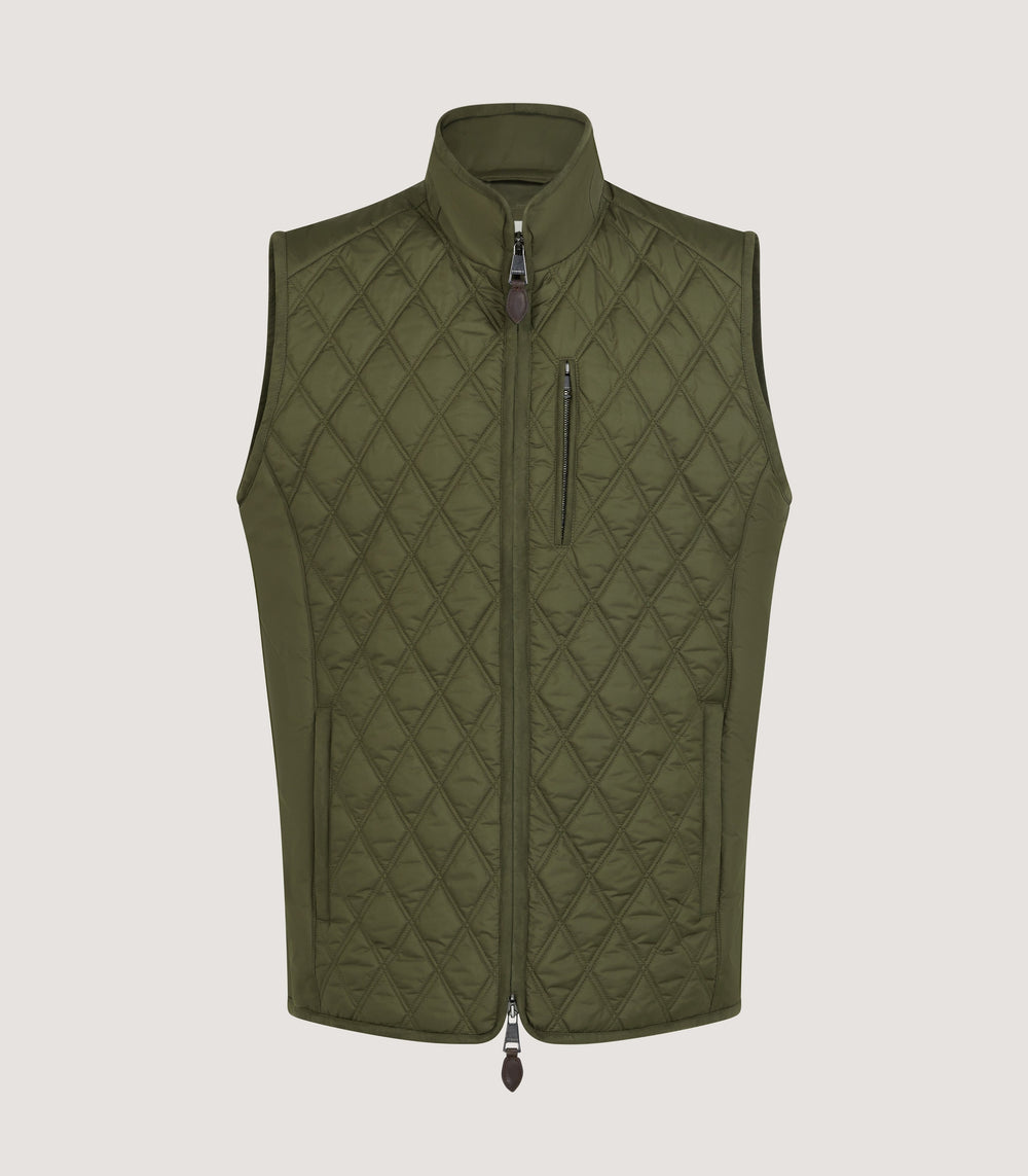 Men's Moorland Light Quilt Gilet in Dark Olive