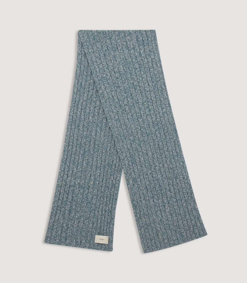 Melange Ribbed Scarf in Ocean