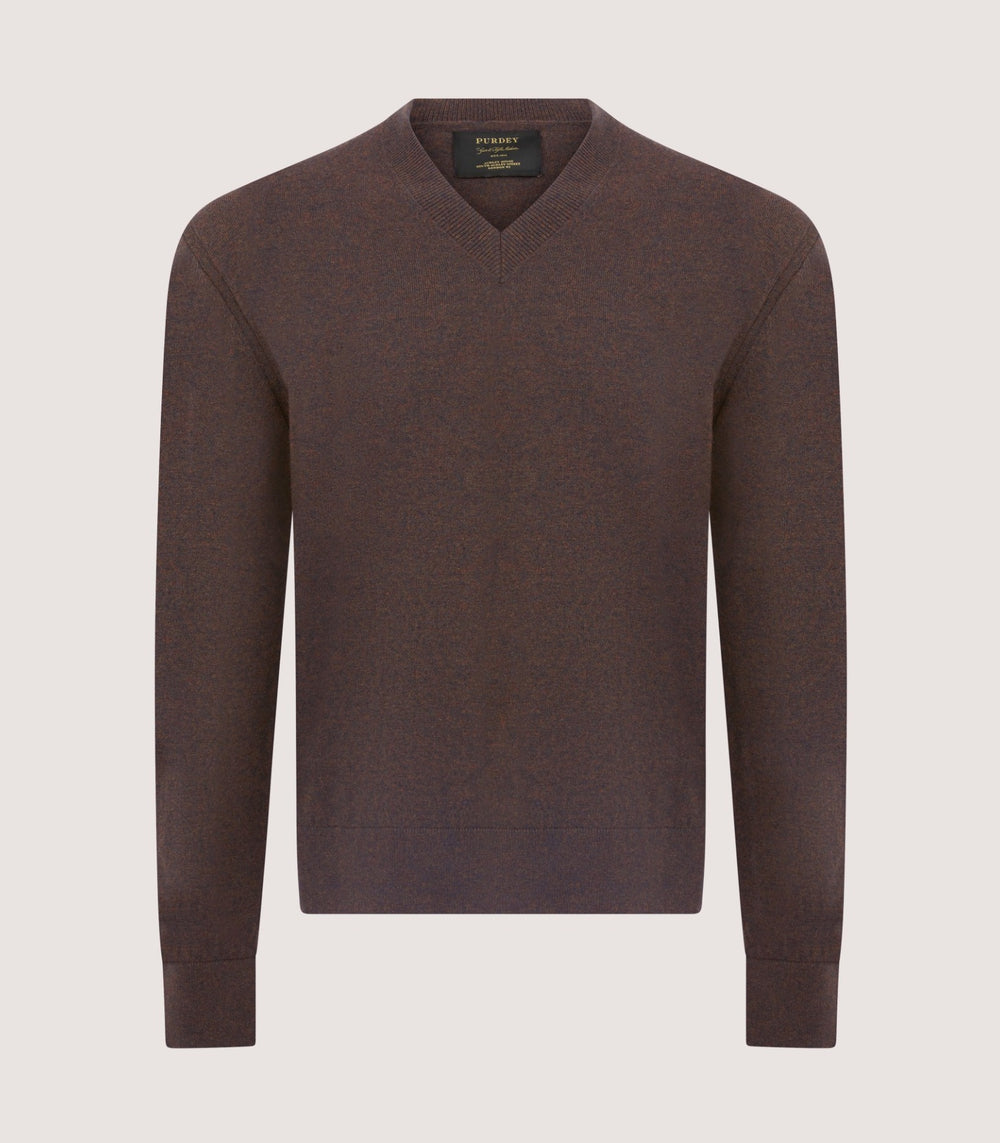 Men's Ensay British Outdoor V-Neck Jumper in Oak