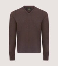 Men's Ensay British Outdoor V-Neck Jumper in Oak