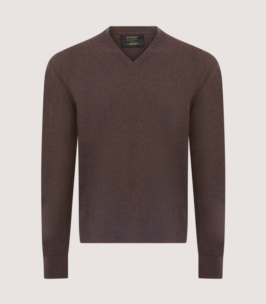 Men's Ensay British Outdoor V-Neck Jumper in Oak