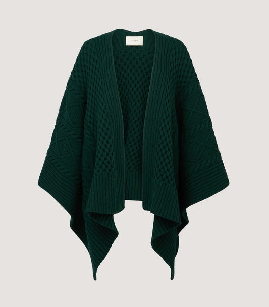 Women's Lammer Muir Knitted Aran Cape In Emerald