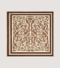 Rose and Scroll Silk Square Scarf in Beige