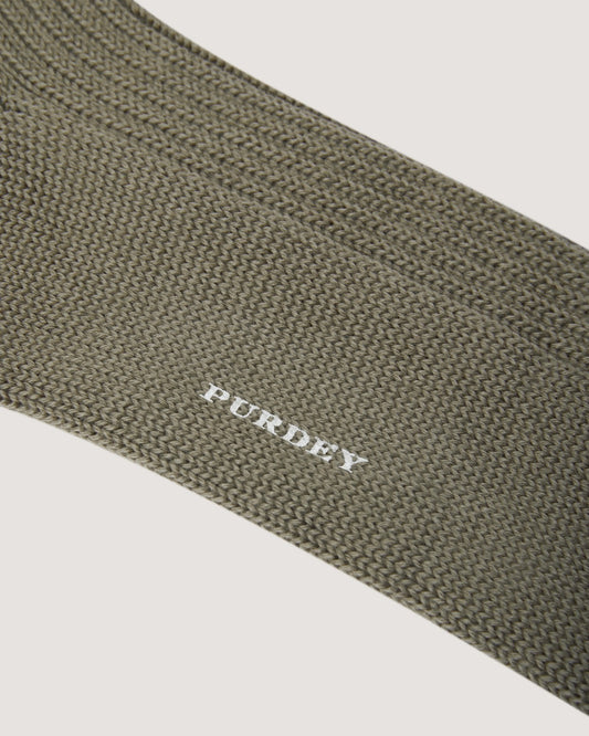 Ribbed Knit Wool Blend Sock in Moss