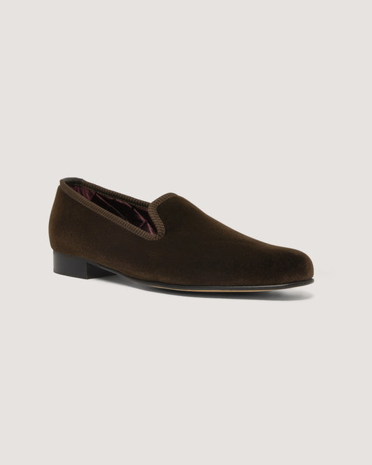 Women's Velvet Slipper in Dark Brown