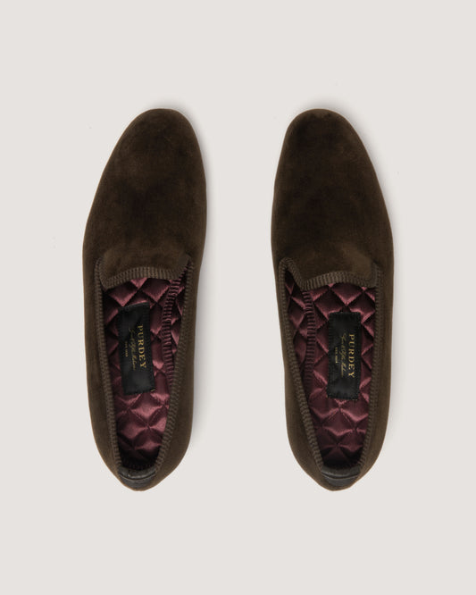 Women's Velvet Slipper in Dark Brown