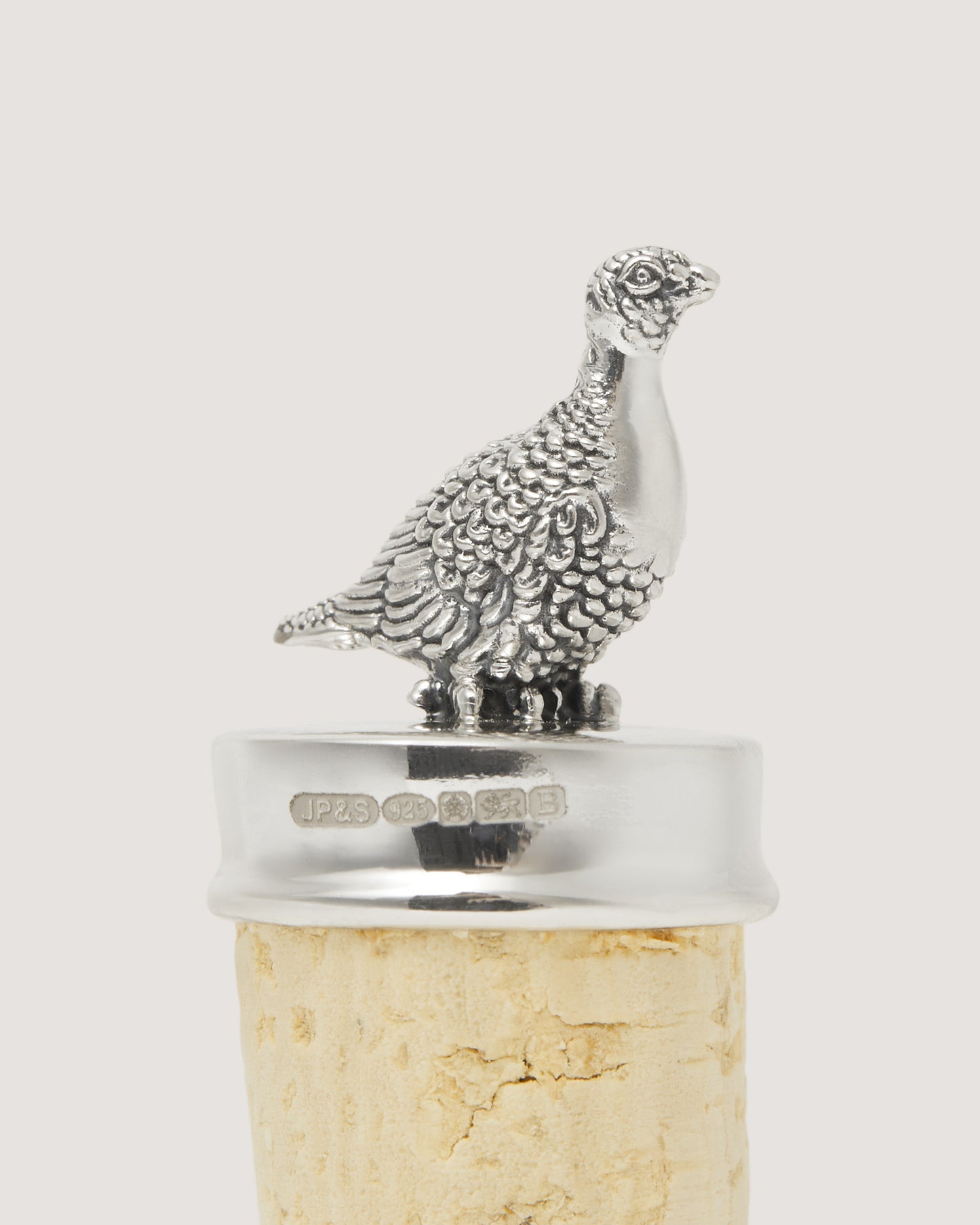 Sterling Silver Grouse Bottle Stopper in Silver