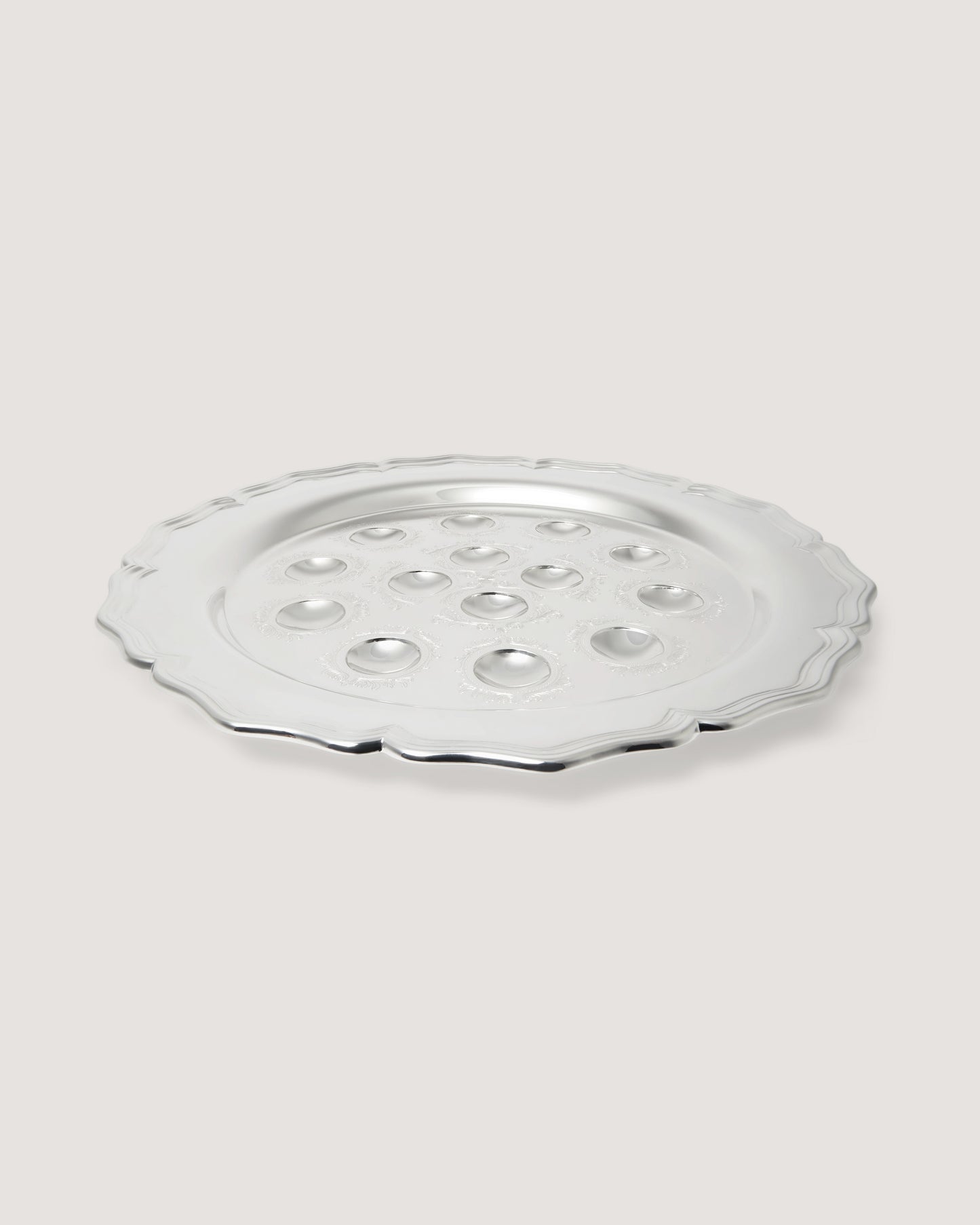 Rose and Scroll Olive Tray in Silver