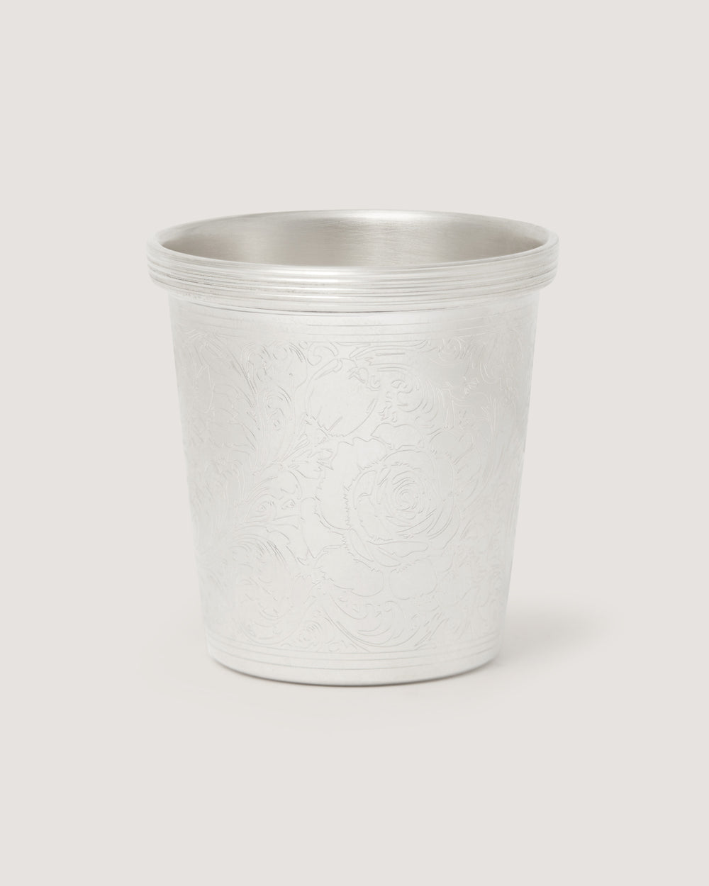 Rose and Scroll Cocktail Stick Cup in Silver