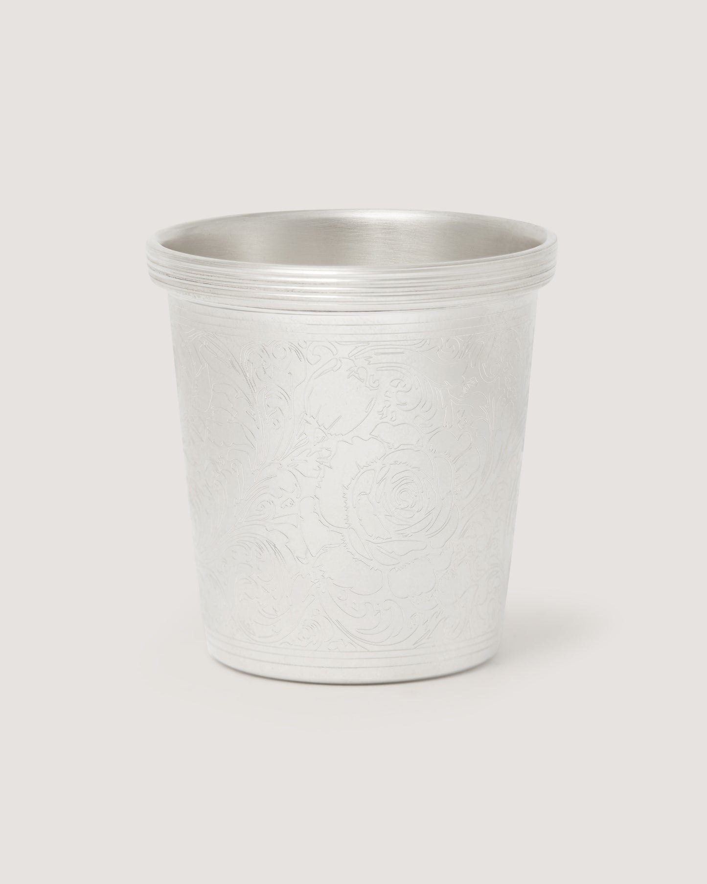Rose and Scroll Cocktail Stick Cup in Silver